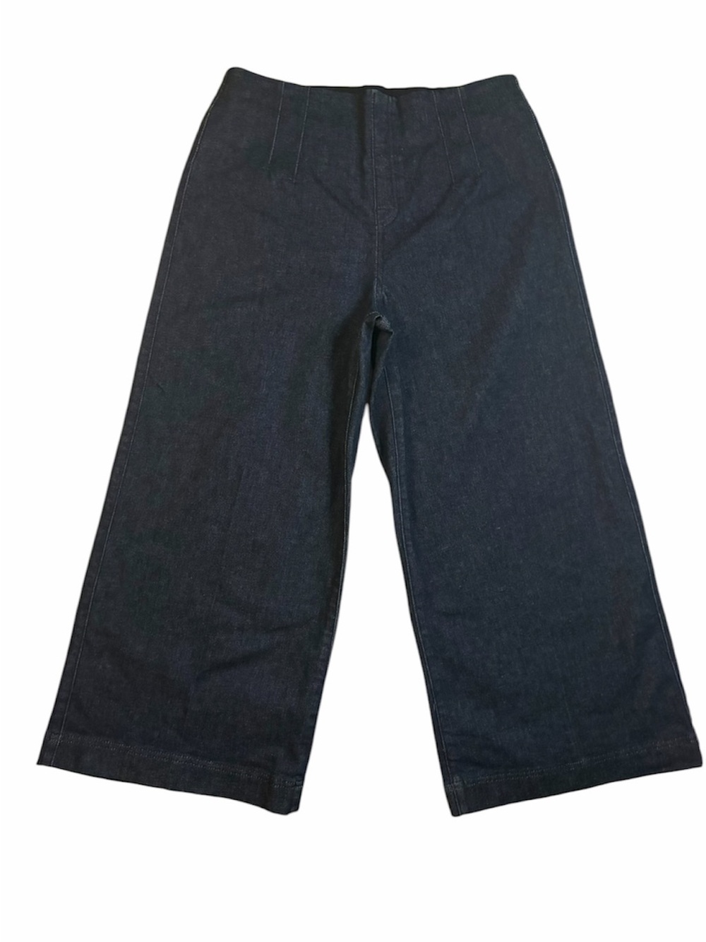 SPANX Dark Indigo Wide Leg Cropped Tummy Control Pull On Denim Jeans XL